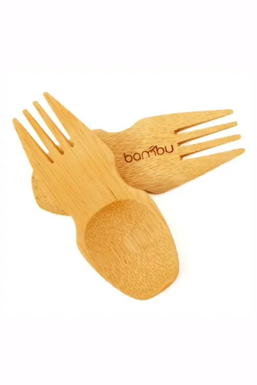Reusable bamboo spork utensil