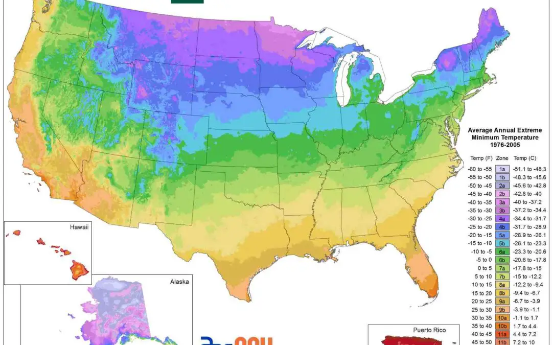 Map of USDA climate zones